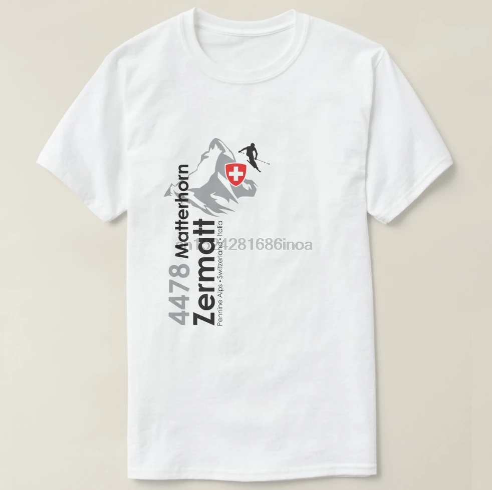 2019 Мужская футболка с принтом хлопковая коротким рукавом Matterhorn Zermatt для катания