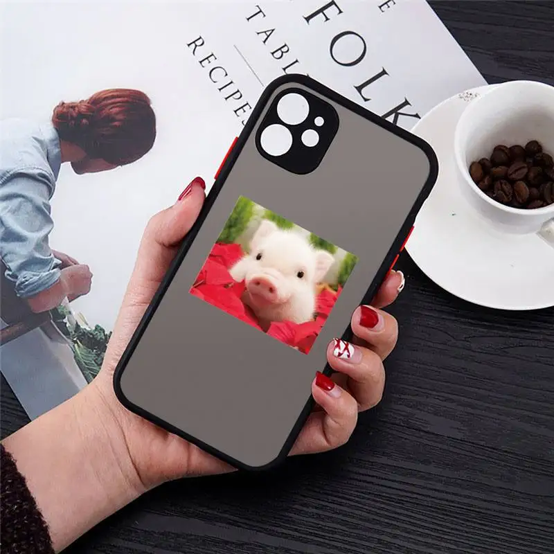 

cute pig Phone Cases Matte Transparent for iPhone 7 8 11 12 s mini pro X XS XR MAX Plus cover funda