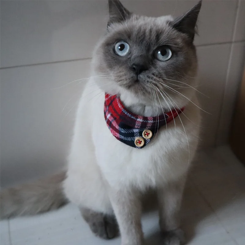 Ошейник для домашних животных кошек бандана маленьких собак клетчатый бант шарф