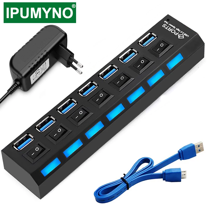 USB 3 0 концентратор мульти 4 7 Порты и разъёмы сплиттер с Мощность адаптер для Macbook Pro