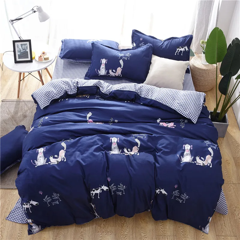 

Fashion Bedding Set 2018 Summer Geometric Grid Bed Linens 3 or 4pcs/set Duvet Cover Set Pastoral Bed Set Kids Adult Bedclothes