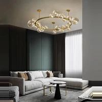 g9 led postmodern round iron glass bubbles gold black chandelier lighting lustre suspension luminaire lampen for dinning room