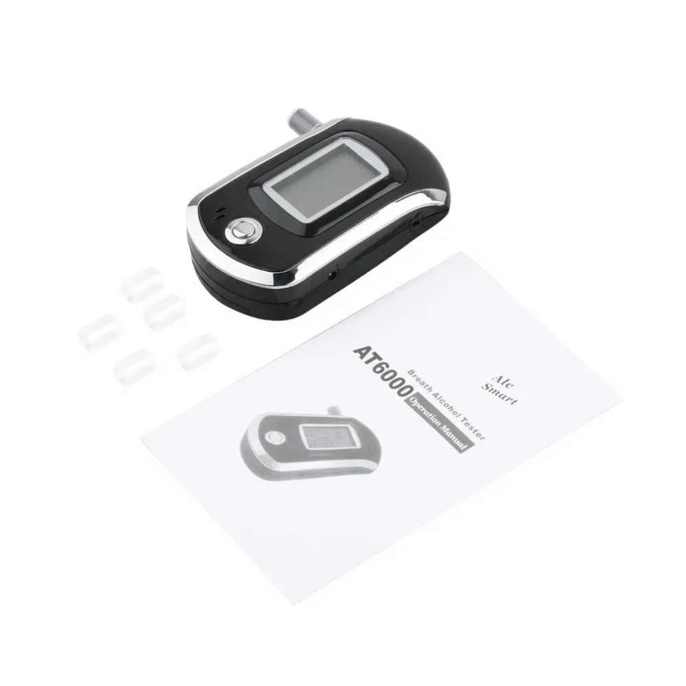 

new Digital Breath Alcohol Tester Breathalyzer with LCD Dispaly with 5 Mouthpieces AT6000 Hot Selling Drop Shipping
