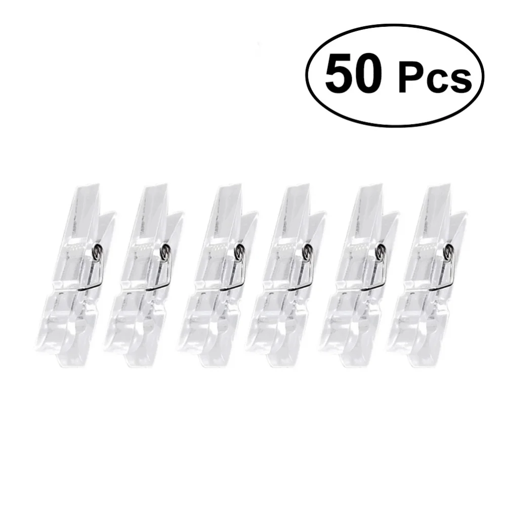 

50pcs Spring Hanging Clips Clamps Clothes Line Clips Mini Paper Photos Clip Clothespins