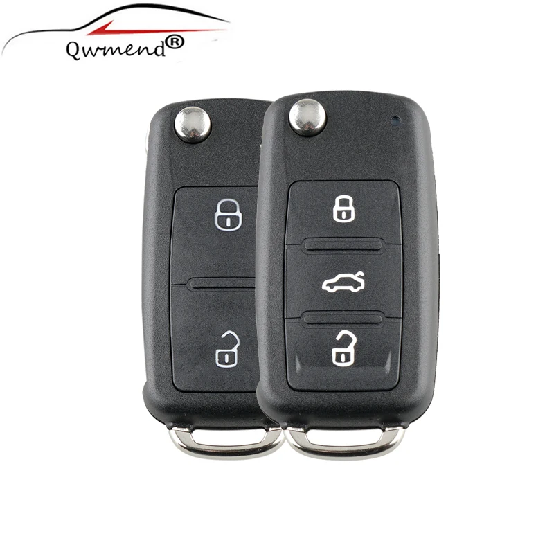 Складной чехол для автомобильного ключа с 2 кнопками VOLKSWAGEN VW SEAT SKODA Fob 5K0837202AD 202AD HU66