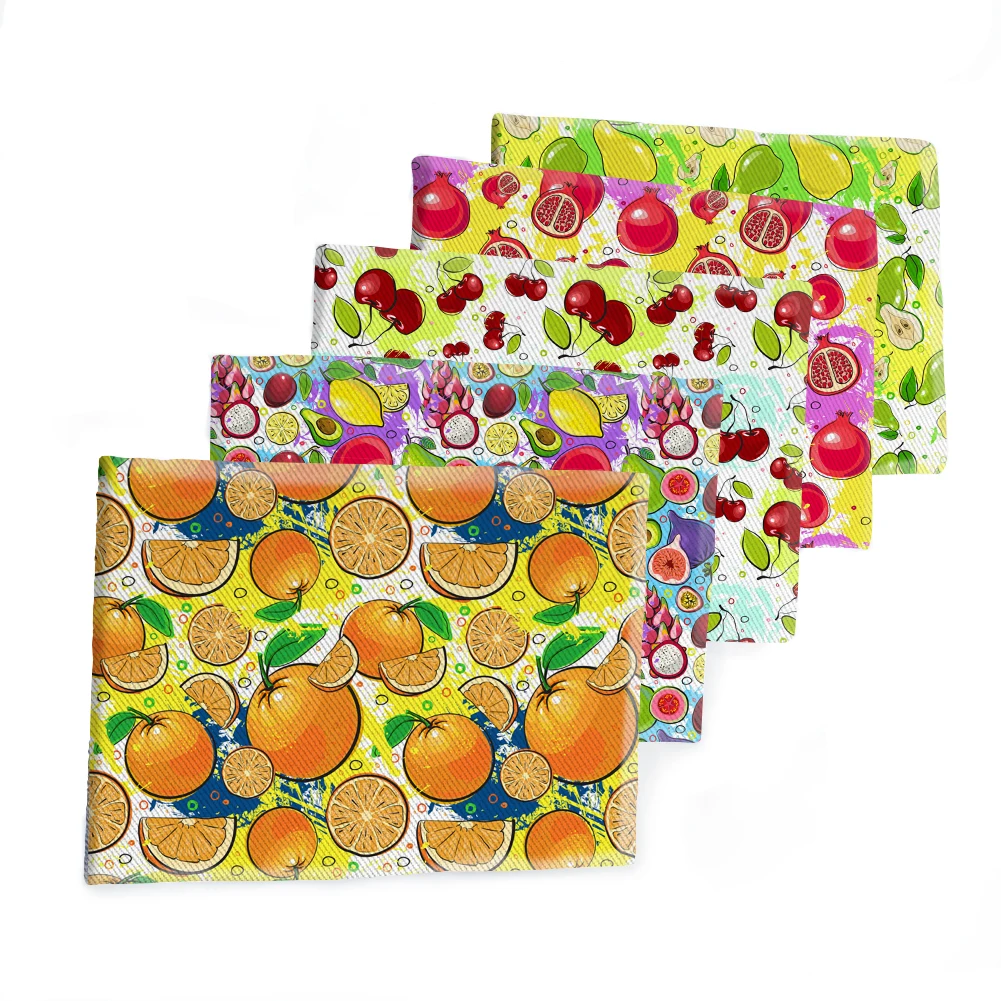 Ткань летняя с принтом фруктов и мороженого Полиэстеровая хлопчатобумажная