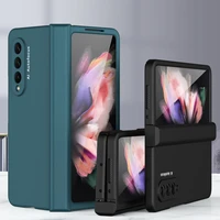 coque z fold 3 5g phone case for samsung galaxy fold 3 full screen protection tempered glass magnetic case fold 2 matte pc cover