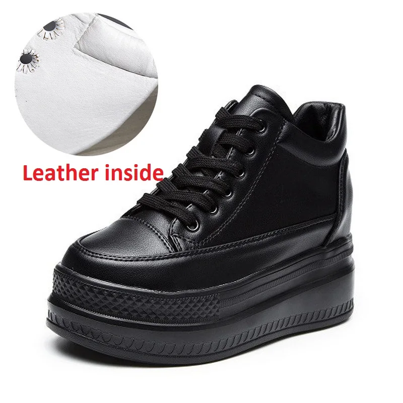 Leather inside black Женская обувь на платформе; сезон осень-зима; Новинка года; дизайнерские черные модные криперы; женская обувь на плоской подошве; обувь на толстой подошве в стиле Харадзюку - Цвет: Leather inside black