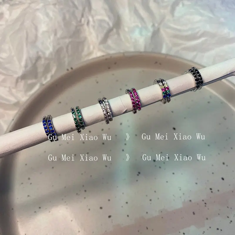 

2021 New Korea Fashion Colored Zircon Earrings for Woman Glaring Blue Green Black White Pink Zircon Earrings Jewelry Wholesale