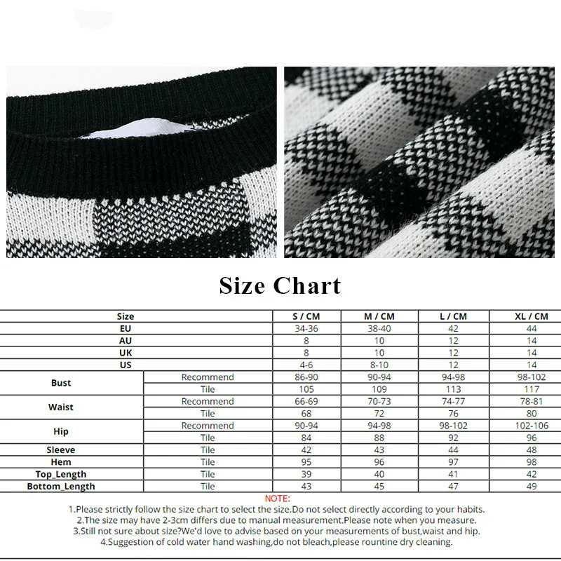 

PADEGAO Plaid Knitted Two-piece Suit Sexy Women Elegant Winter Sweater Dress Sexy Female Fashion Party Short Dress PDG1068