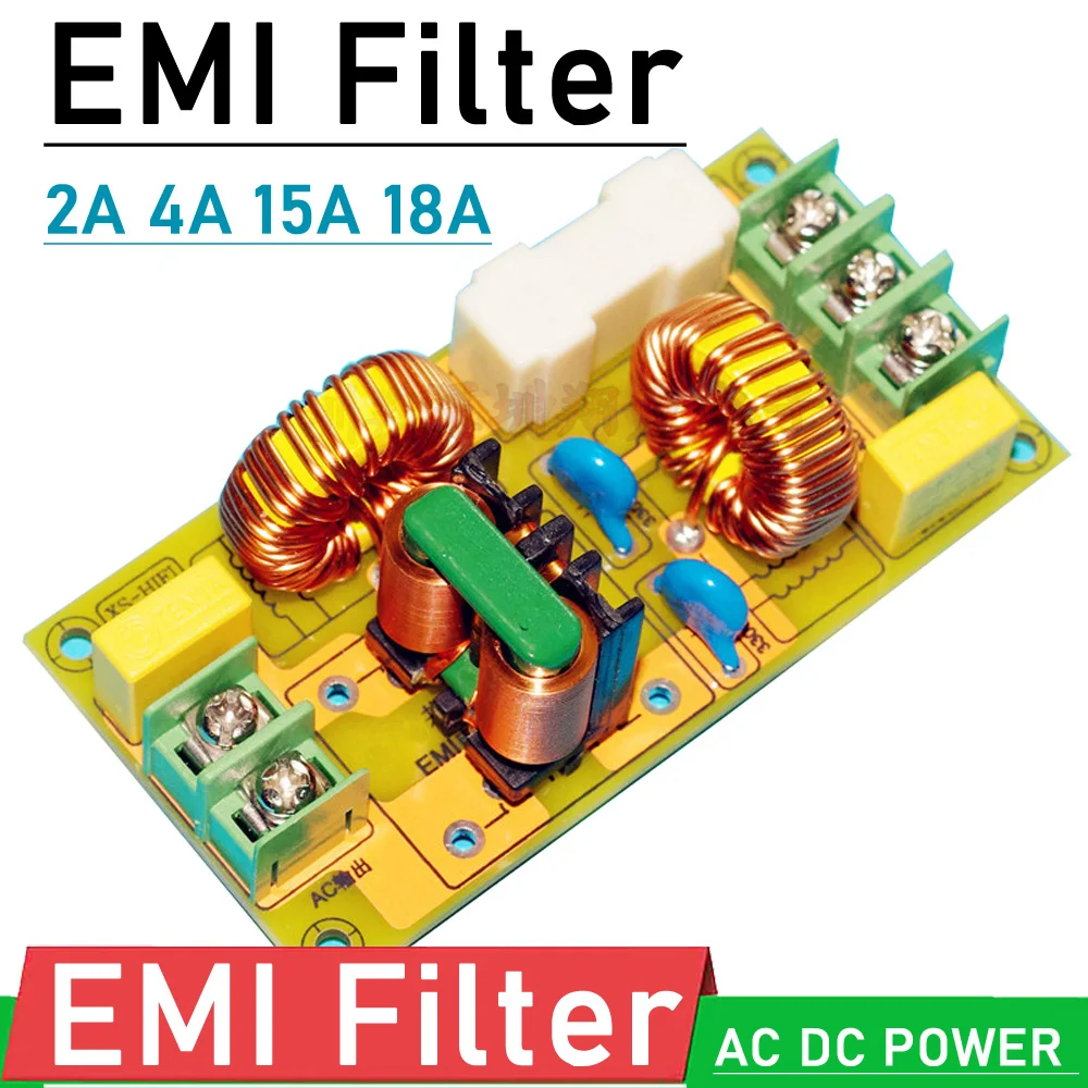 

EMI power Filter 2A 8A 15A 25A EMI electromagnetic interference Filter module AC DC power Purifier Amplifier Noise Filtering NEW