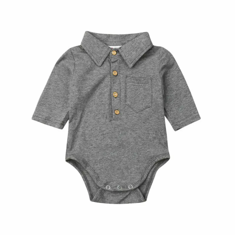 

Summer Toddler Baby Boy Gentleman Shirt Solid Jumpsuit Outfit