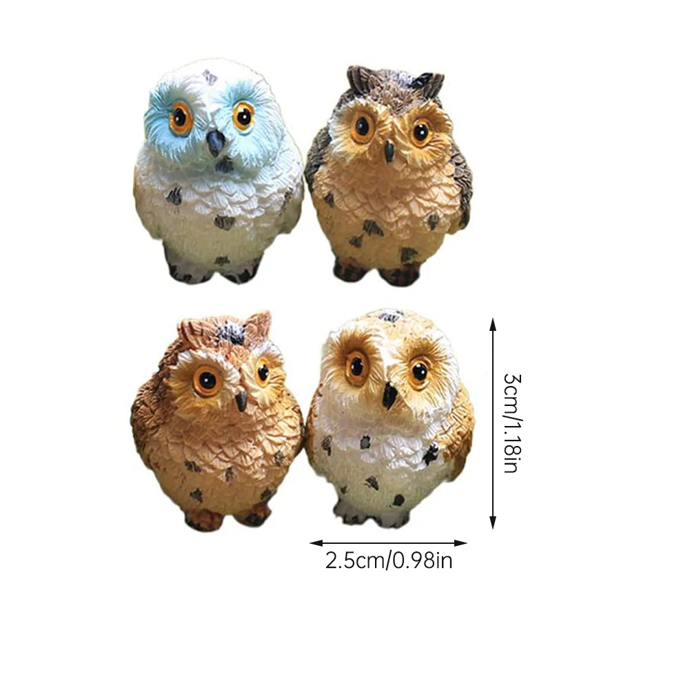 

4PCS Chic Garden Owl Moss Terrarium Desktop Decor Crafts Bonsai Animals Miniature DIY Owl Sculpture Animal For Landscape