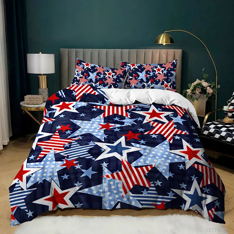 Декоративный Комплект постельного белья со звездами и полосками свободы из 2/3