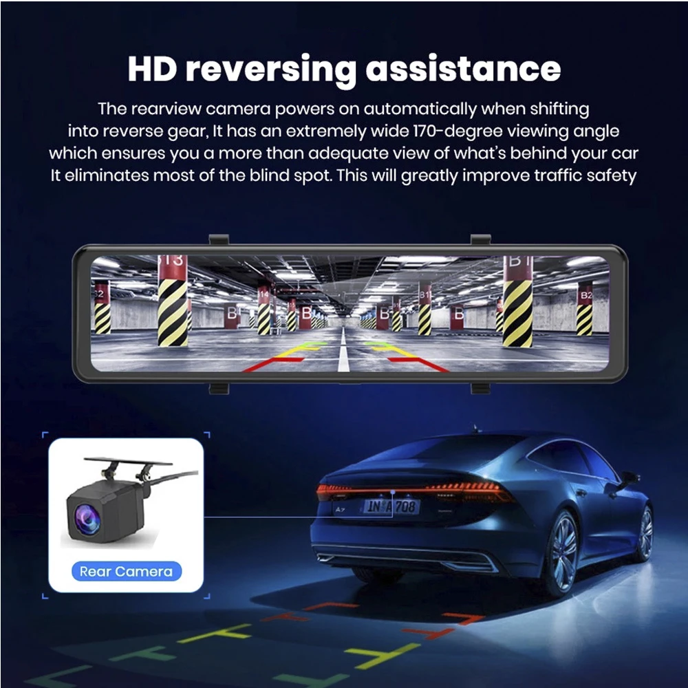 12 ''автомобиля Зеркало заднего вида авто Регистраторы 4G android 8 1 зеркало