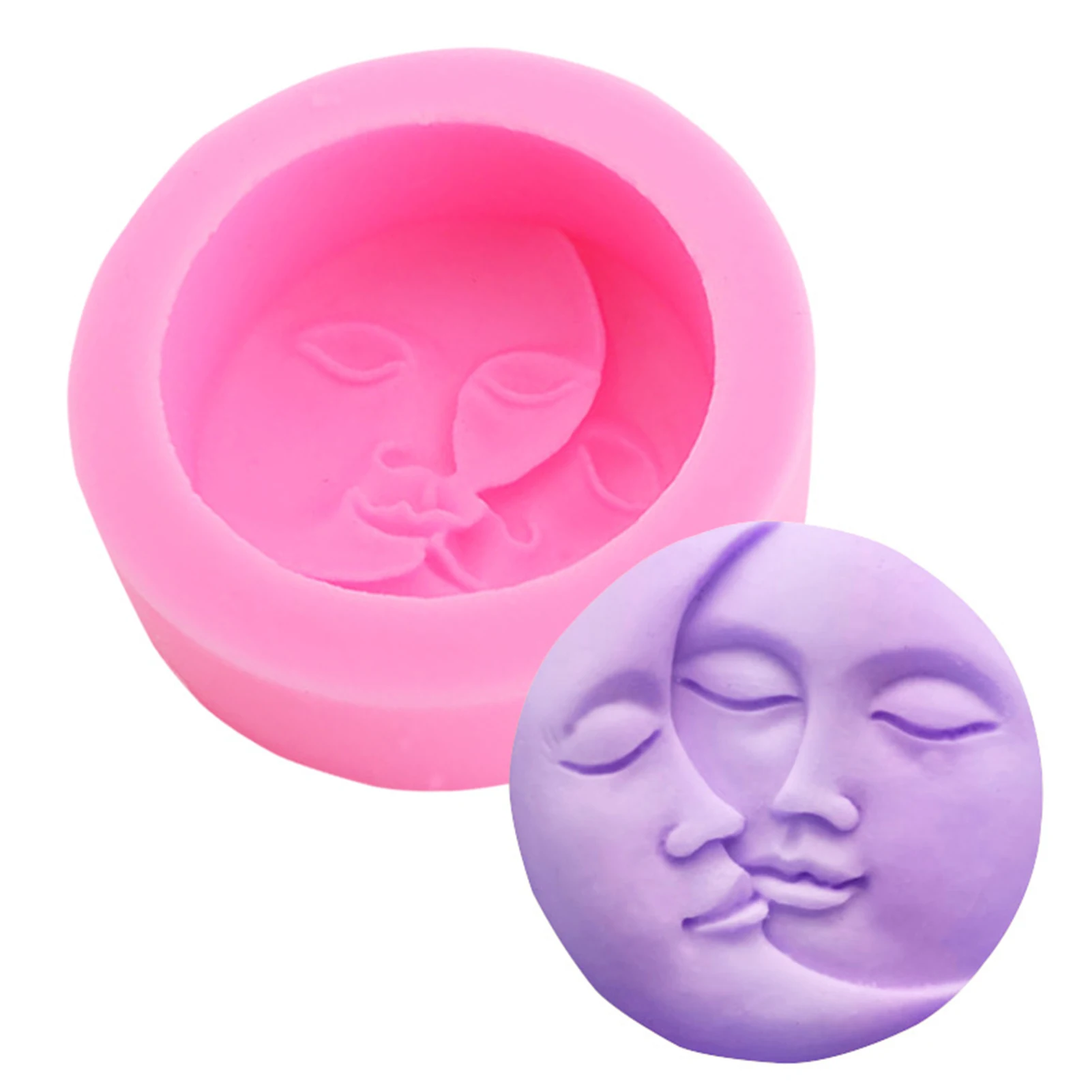 

3D Sun And Moon Face Silicone Mold For Baking Craft DIY Fondant Chocolate Soap Mold Handmade Wax Crayon Cake Decoration Tools