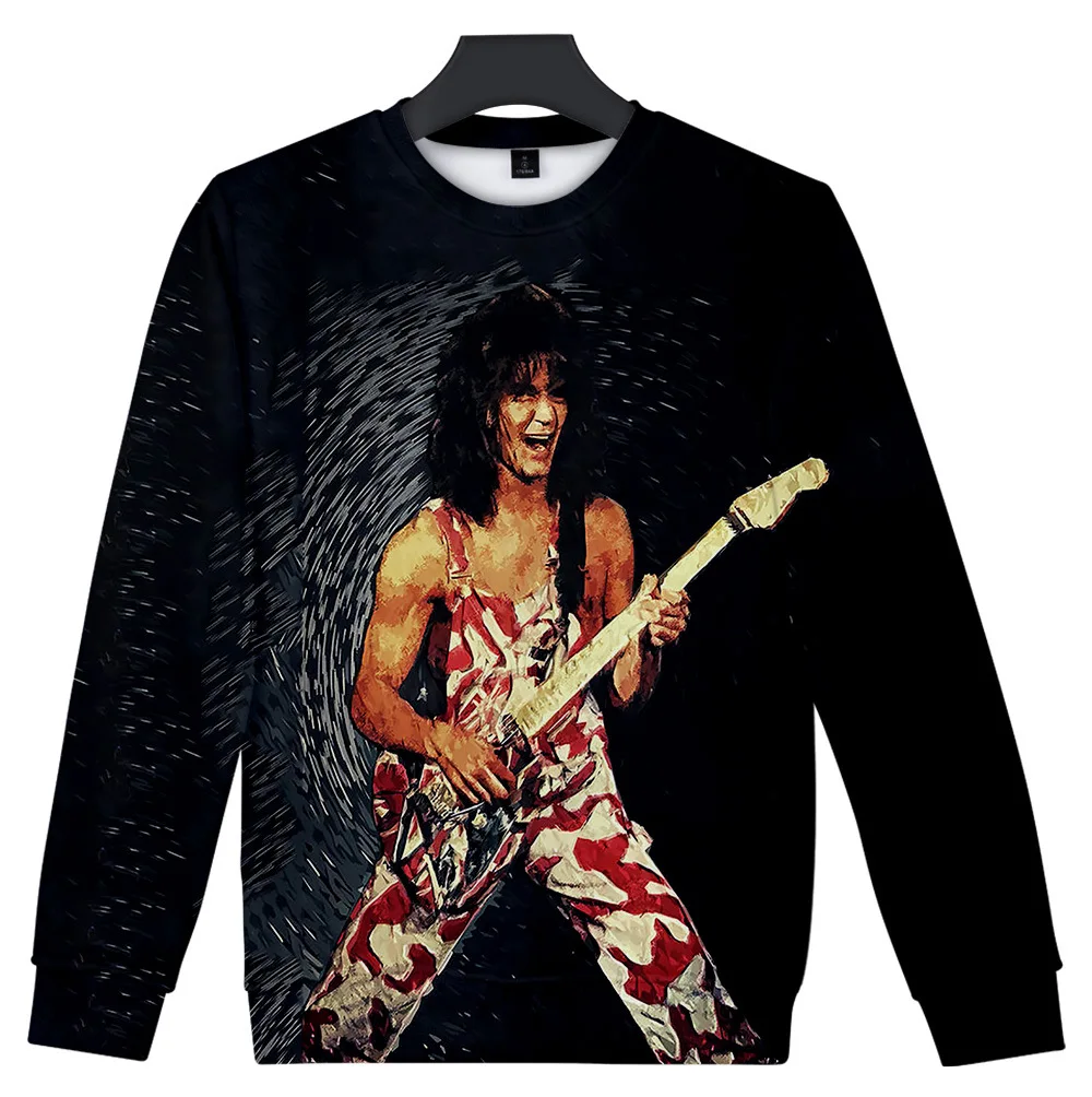 Новинка толстовка с 3D-принтом Эдди ван Халена рэпера хип-поп круглым вырезом для