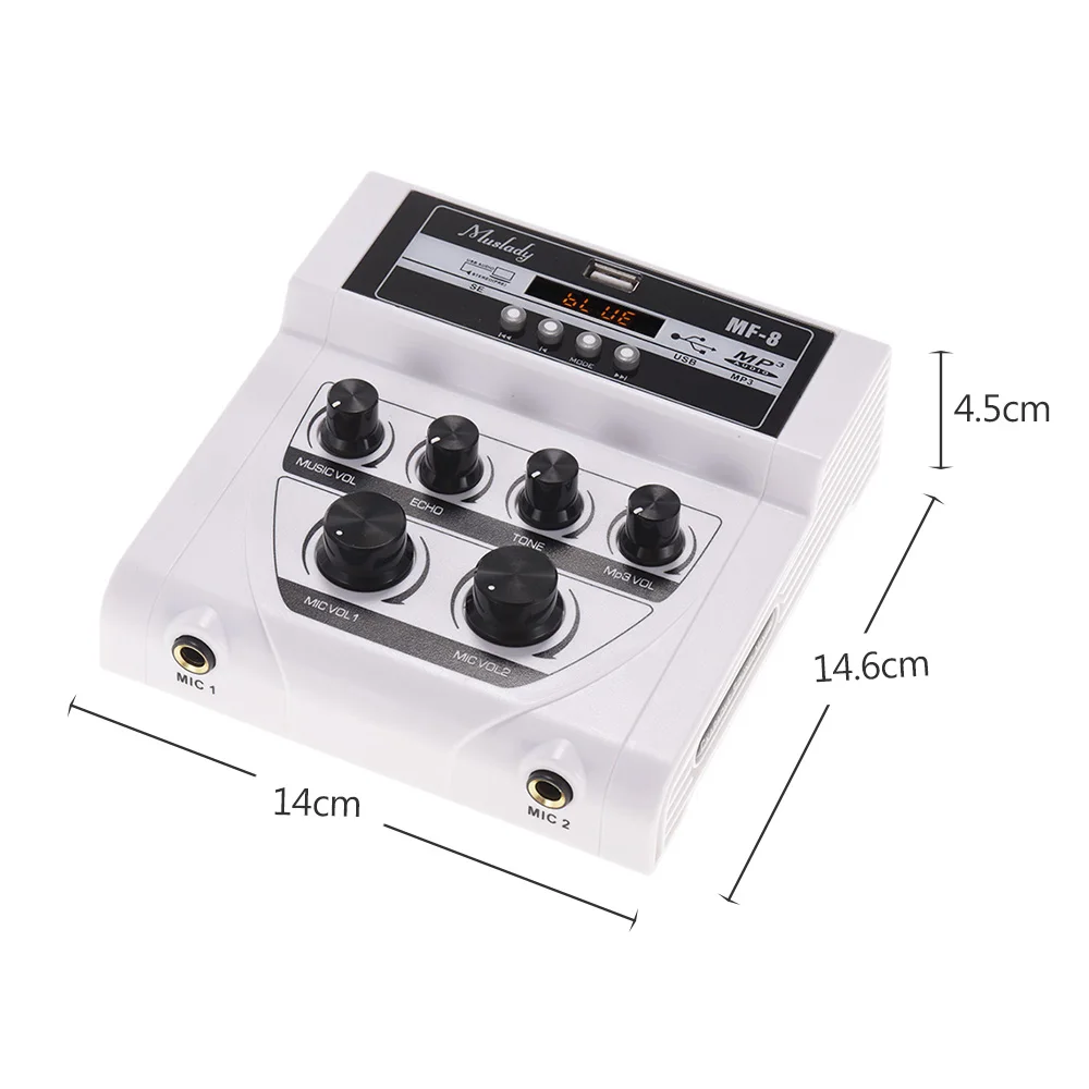 Muslady MF-8 мини-микшер для караоке, стерео эхо-миксеры, двойные Микрофонные входы, поддержка BT записи, MP3 для ПК, усилитель