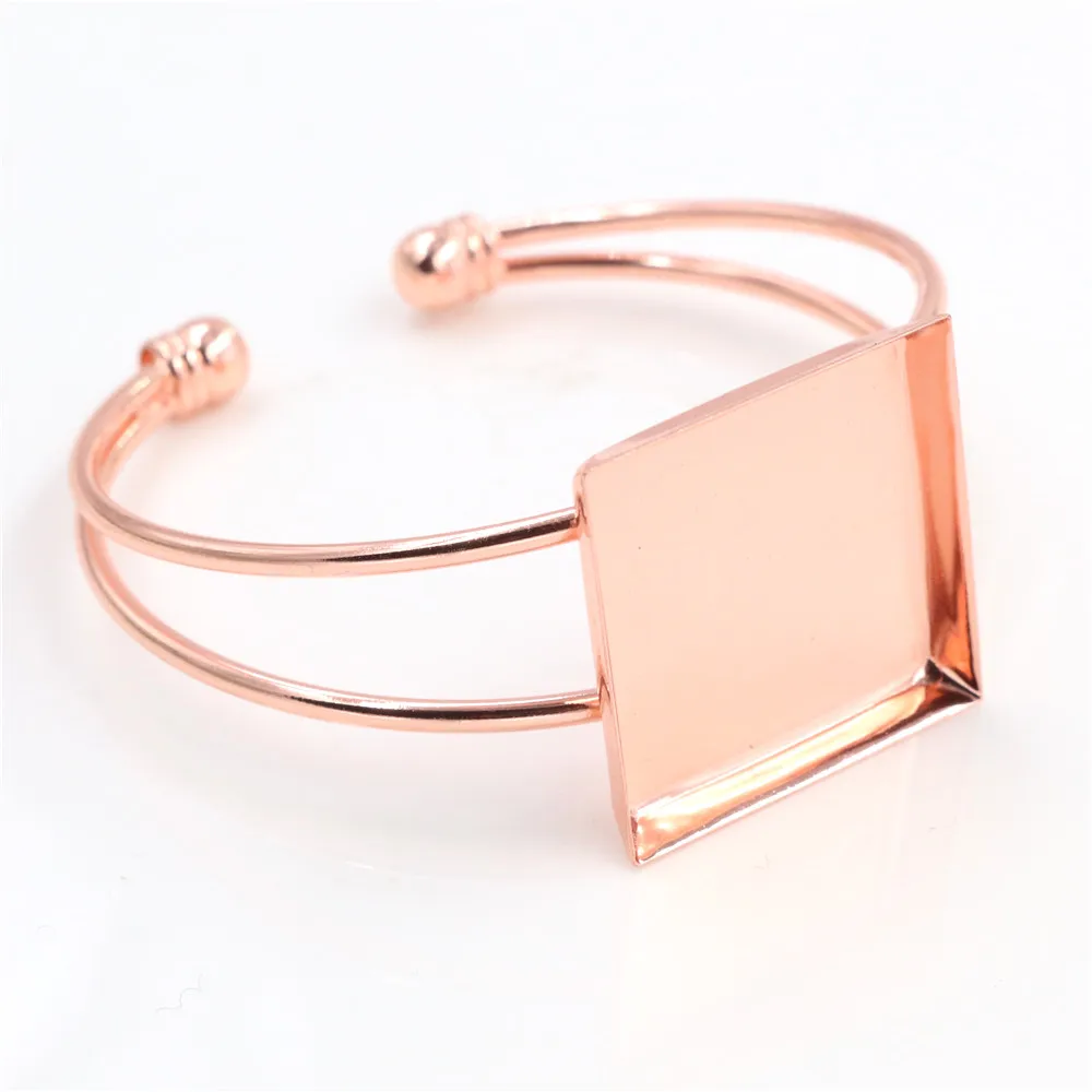 Высокое качество 25 мм Посеребренная бронза 4 цвета квадратный браслет База