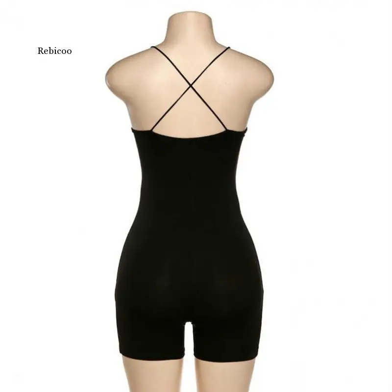 

Summer Women's Sexy Jumpsuit Streetwear Sleeveless Tights Solid Color Knitted Sports Jumpsuit One-Piece Overalls Women