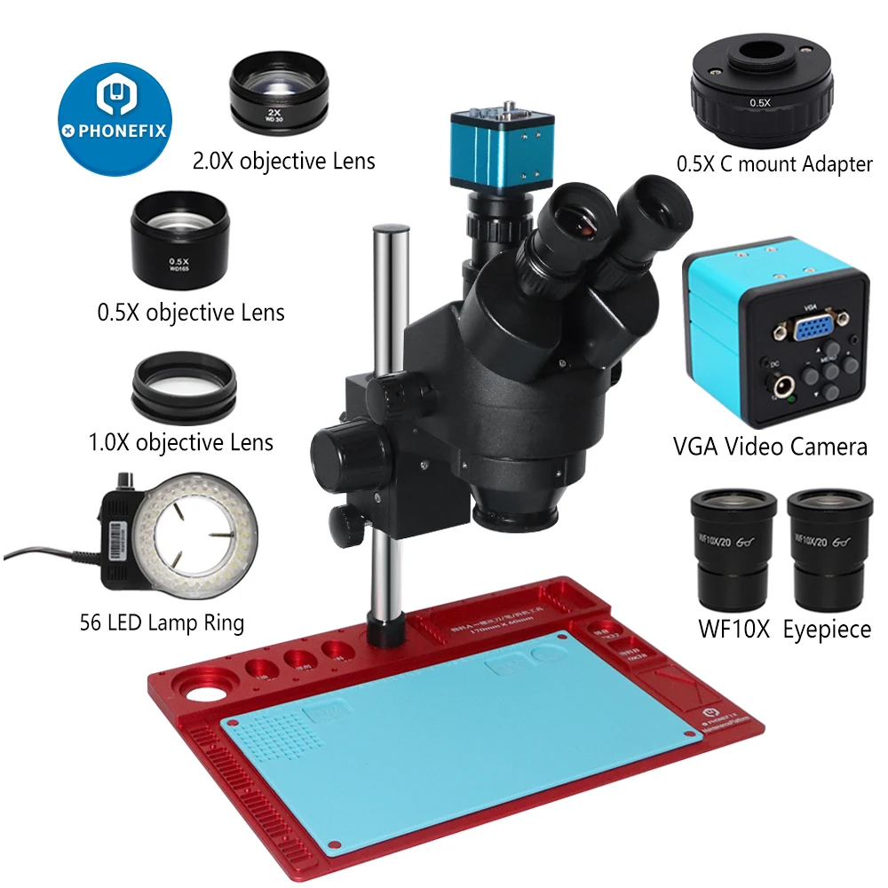 

3.5-90X Simul Focal Trinocular Stereo Microscope HD 38MP 60F/S HDMI VGA Industrial Microscope Camera + 56 LED Ring Light Lamp
