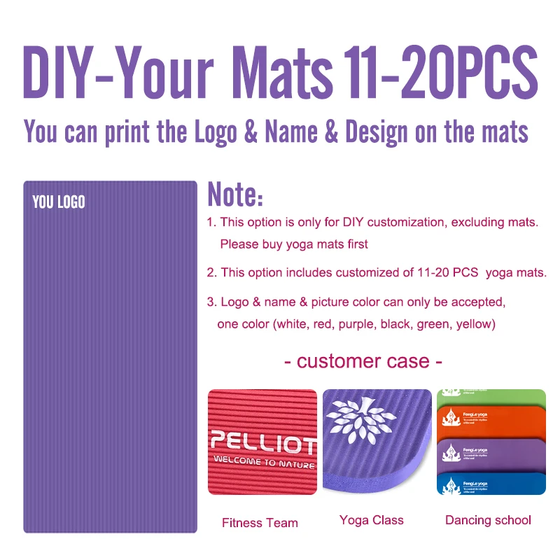 DIY Print 20 PCS 183X60X15 мм Нескользящие коврики для йоги, для фитнеса, безвкусные, для пилатеса, гимнастики, упражнений, утолщенные, для фитнеса, спортивные коврики, поддерживающие DIY печать - Цвет: DIY Print 20 PCS