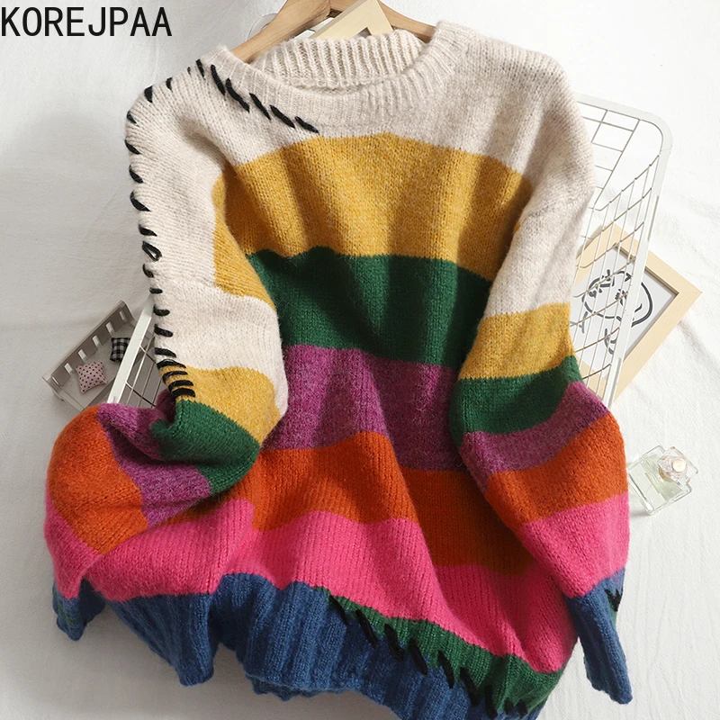 

Свитер женский в полоску, с длинным рукавом и круглым вырезом