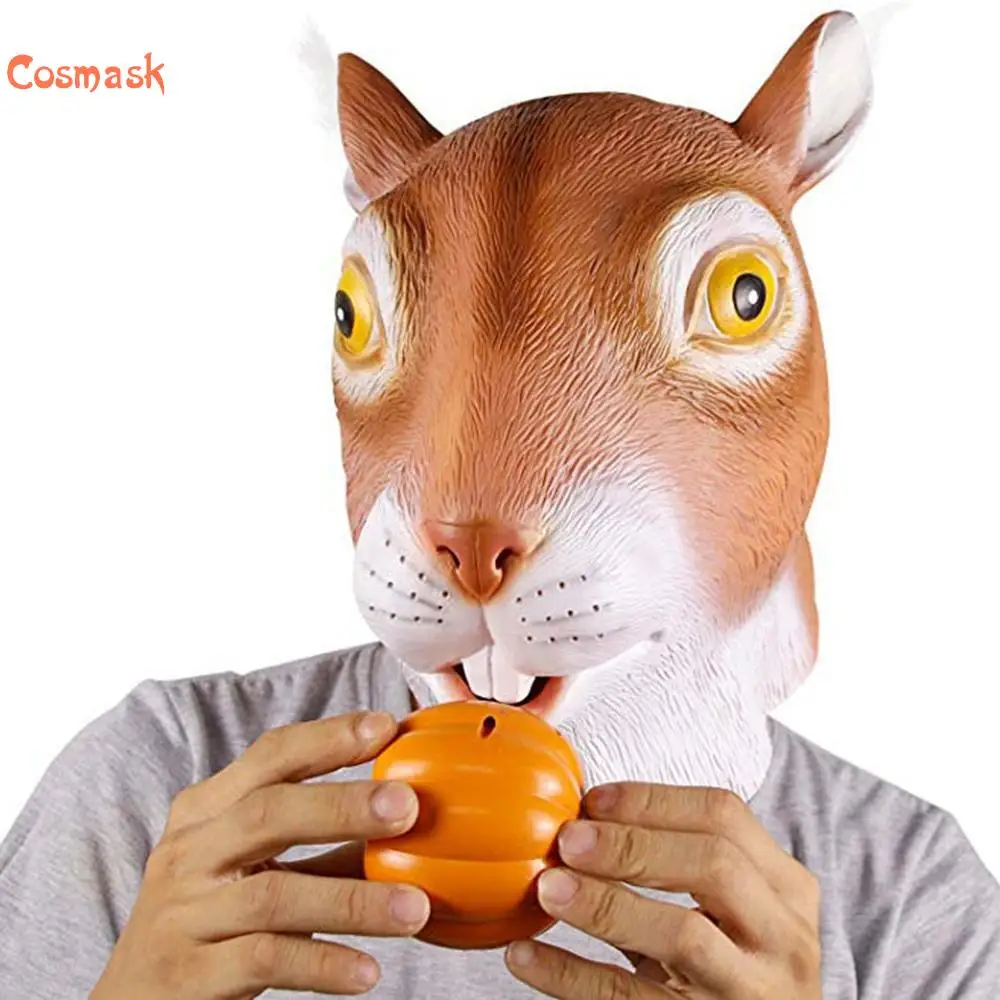

Космаст симпатичная белка латексная маска на голову для Хэллоуина Костюм для взрословечерние