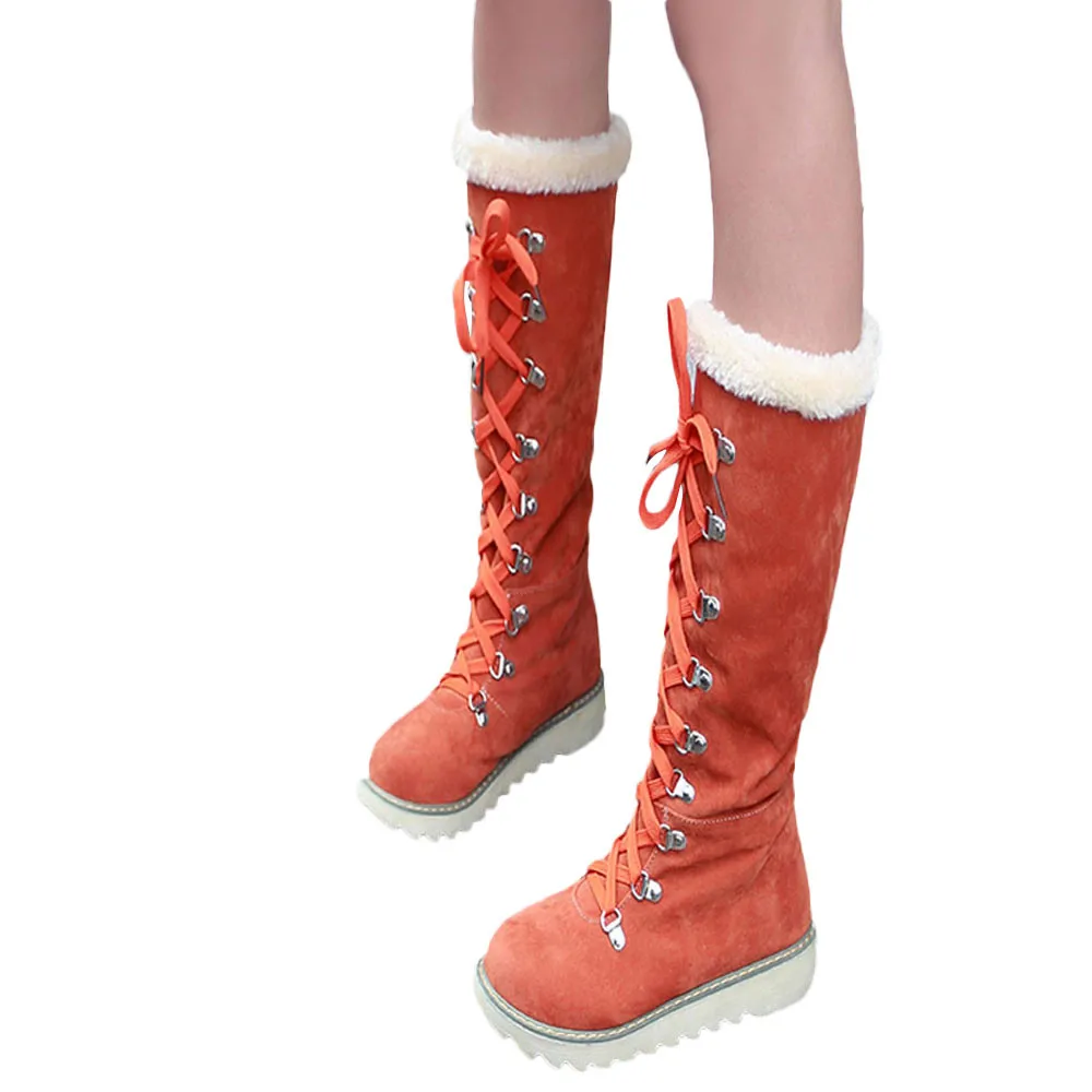 

WoMen Winter Shoes Platform Lace-Up Boots High Quality Women Shoes Women Plush Warmful Winter Boots Plus Big Size 35-53