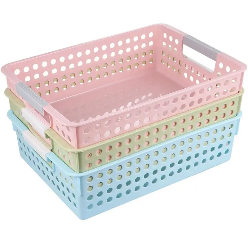 Пластиковая корзина для хранения 3 шт. настольный ажурный ящик файлов контейнер