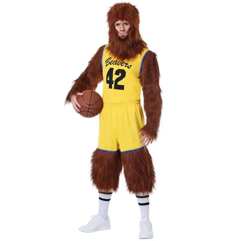 Men's Teen Wolf #42 Howard Moive Beacon Beavers Basketball Jersey Yellow American Film Outdoor Sport Shirt Cosplay Headgear