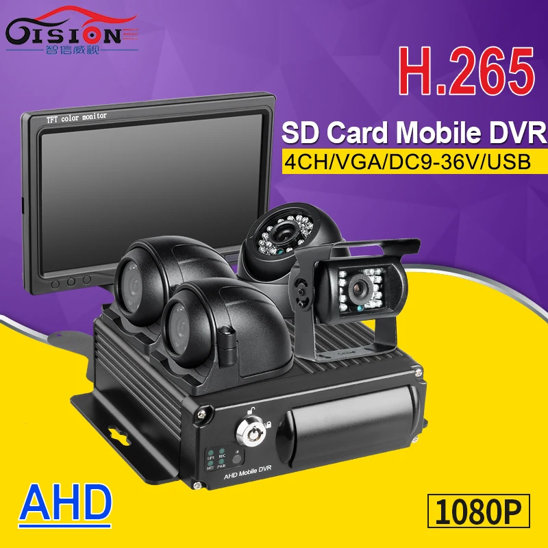 4CH 1080P H.265 мобильный Автомобильный видеорегистратор MDVR с 4x1. 3MP задняя боковая
