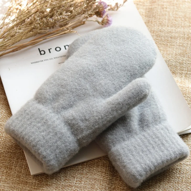

Winter Thick Warm Gloves Women Casual Cute Knitted Fingerless Fashion Outdoor Cycling Driving Gloves PJ032