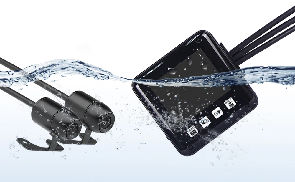 1080P двойной объектив Водонепроницаемая мотоциклетная камера экшн на