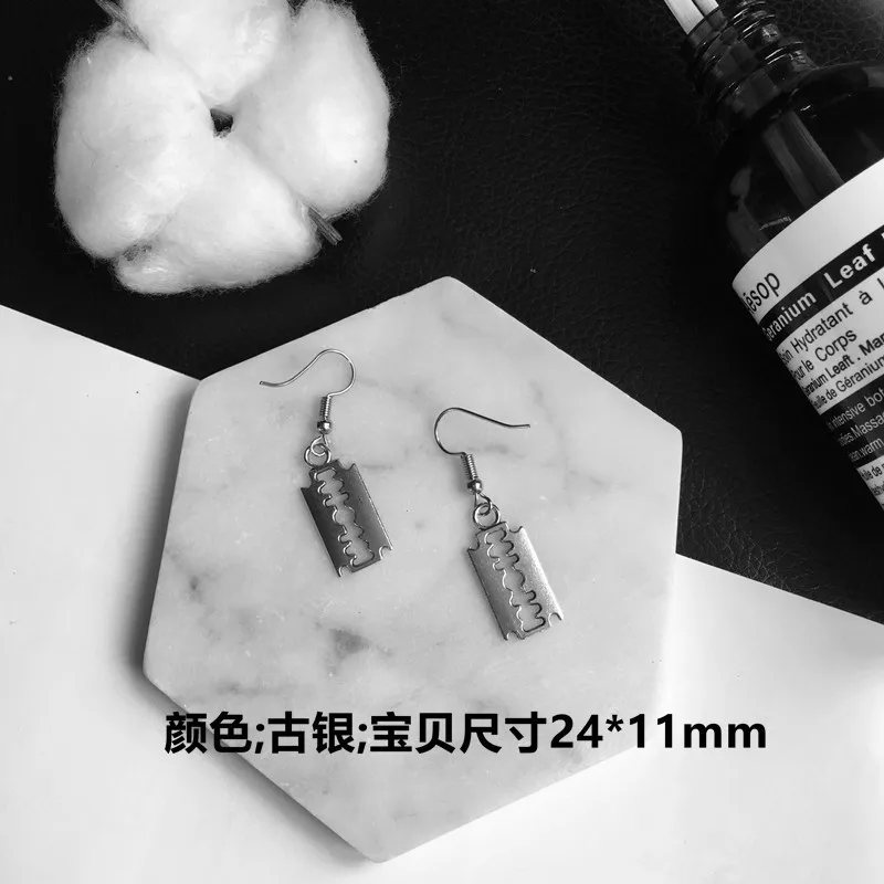 New Design The Blade Earrings for Men Women Punk Acrylic Rock A Razor Necklace Ring Fashion Jewelry Gift Souvenir | Украшения и