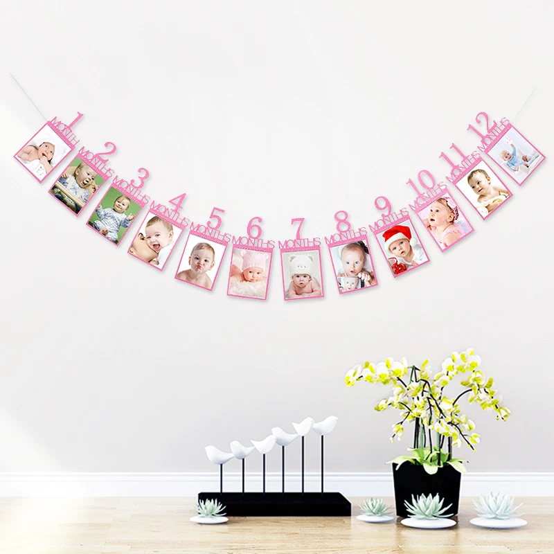 Гирлянда из бумаги для фотографий на первый день рождения 12 месяцев | Дом и сад