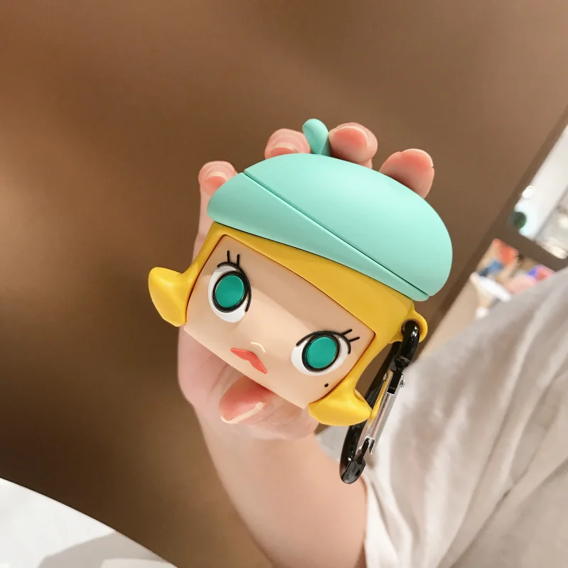 Чехол для AirPods с 3D рисунком для мобильного телефона, чехол для наушников s для Apple Airpods 2, забавные аксессуары, Защитная крышка с креплением