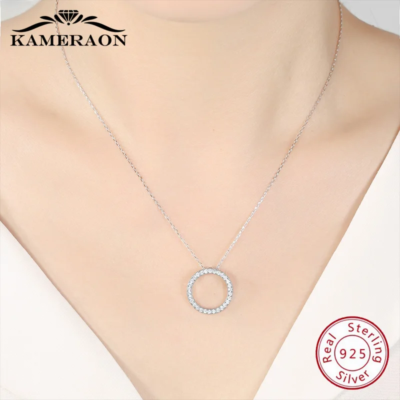 Женское Ожерелье из стерлингового серебра 925 пробы простые круглые подвесные