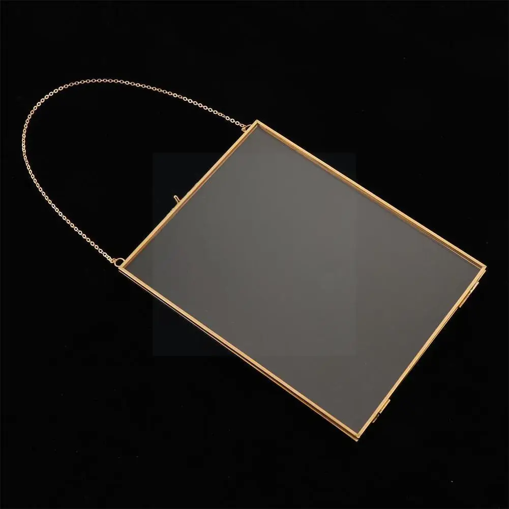 

Antique Brass Hanging Photo Frame Metal Glass Portrait Bronze Holder Picture Frames For Home Decoation Gift Sided Vintage D K2R7