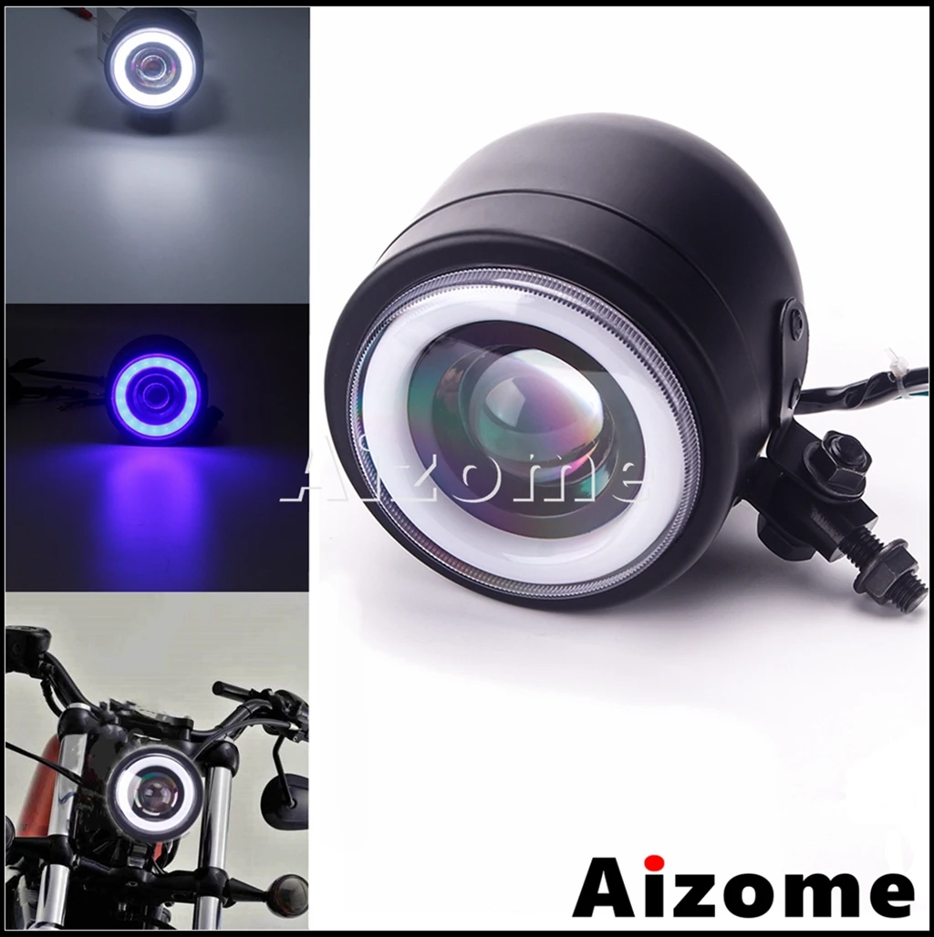 

Светодиодная фара для мотоцикла Harley Honda BMW Suzuki Kawasak Yamaha Cafe Racer белый/синий дневной свет
