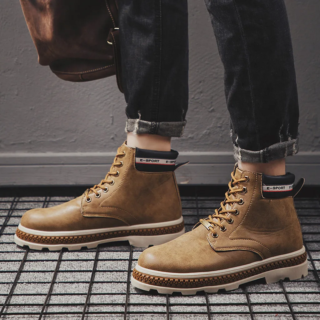 Мужские Ботильоны модные повседневные Красивые кожаные ботинки на шнуровке в