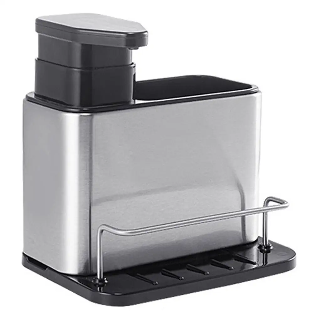 

Multi-Purpose Soap Dispenser with Sponge Holder Sink Caddy Soap Dish Rack Drainer for Brush Sink Soap Sponge