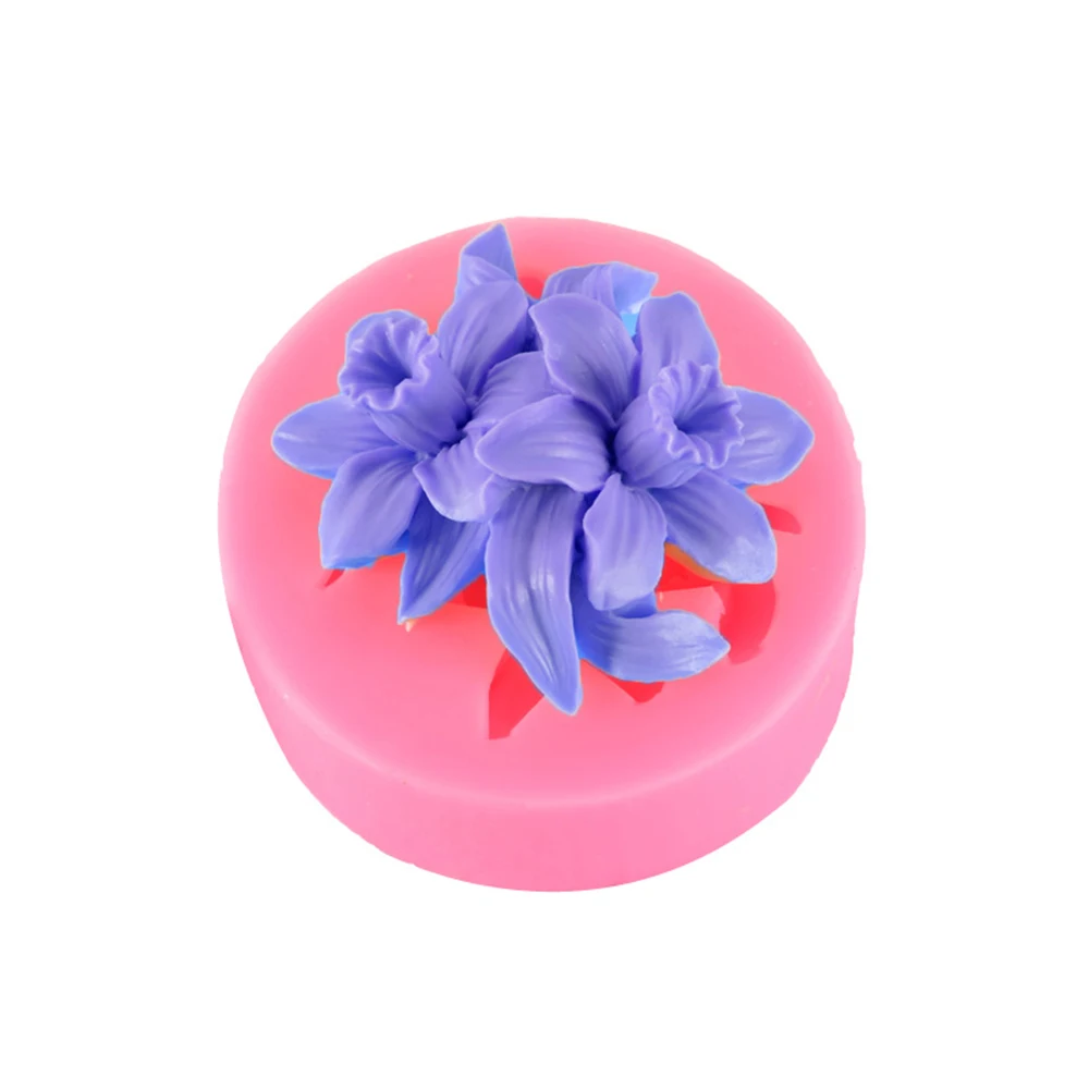 Сиреневый Роза Лилия силиконовая форма для помады гипса украшения тортов Diy