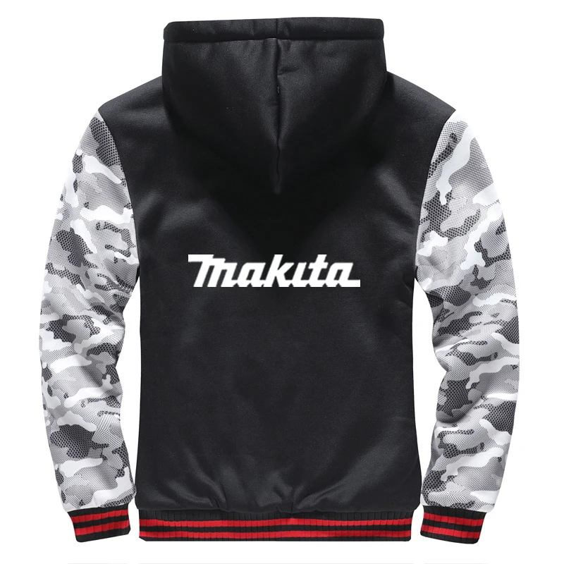 

2021 Winter Mans Makita Logo Hoodies Plus Velvet Thickening Casual Comfortable Sweatshirts Zipper Casual Jacket Coats