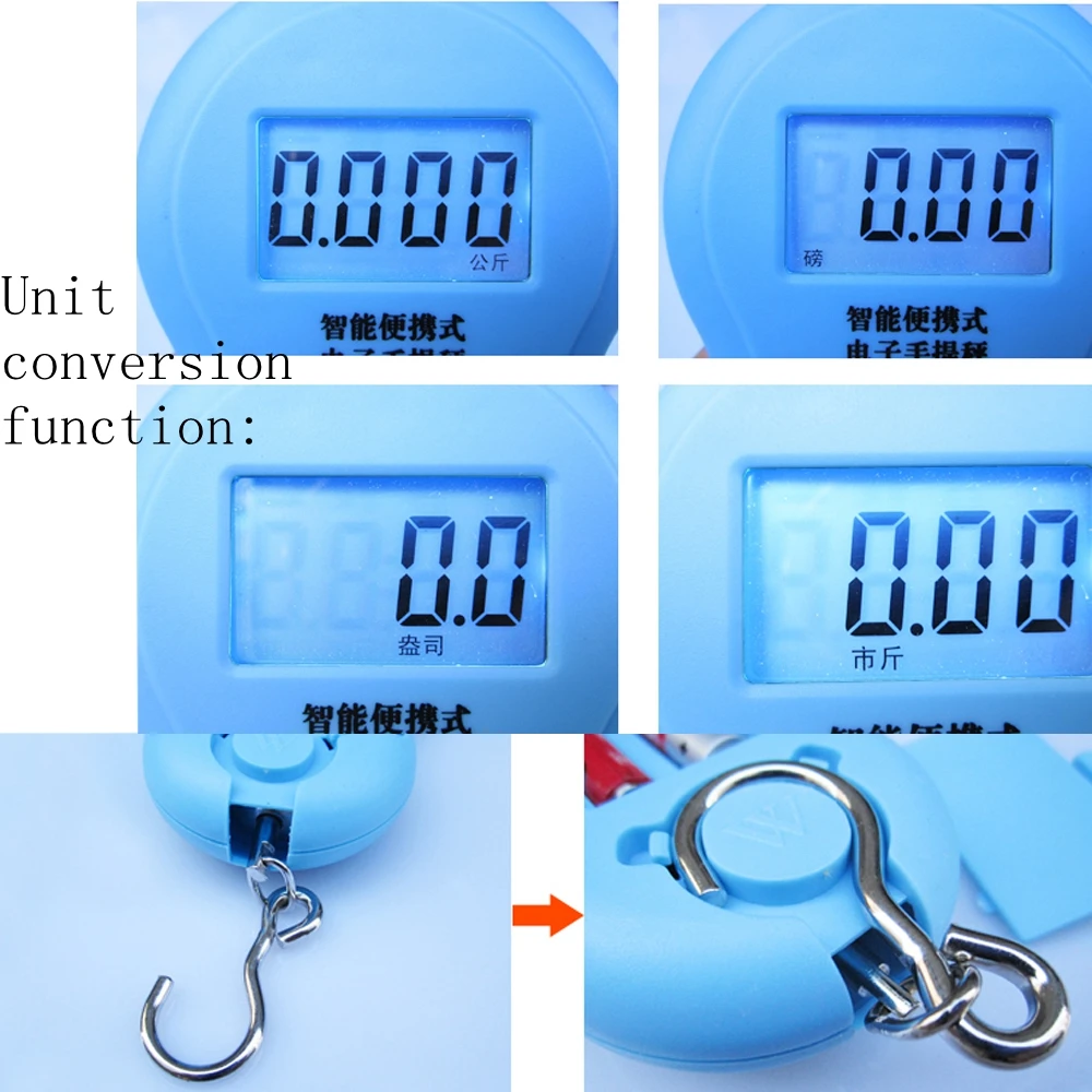

RUADLER 50kg/10g Portable LCD Display Digital Hanging Scales Electronic Weight Fishing Hook Scale Handheld Weighing Scales