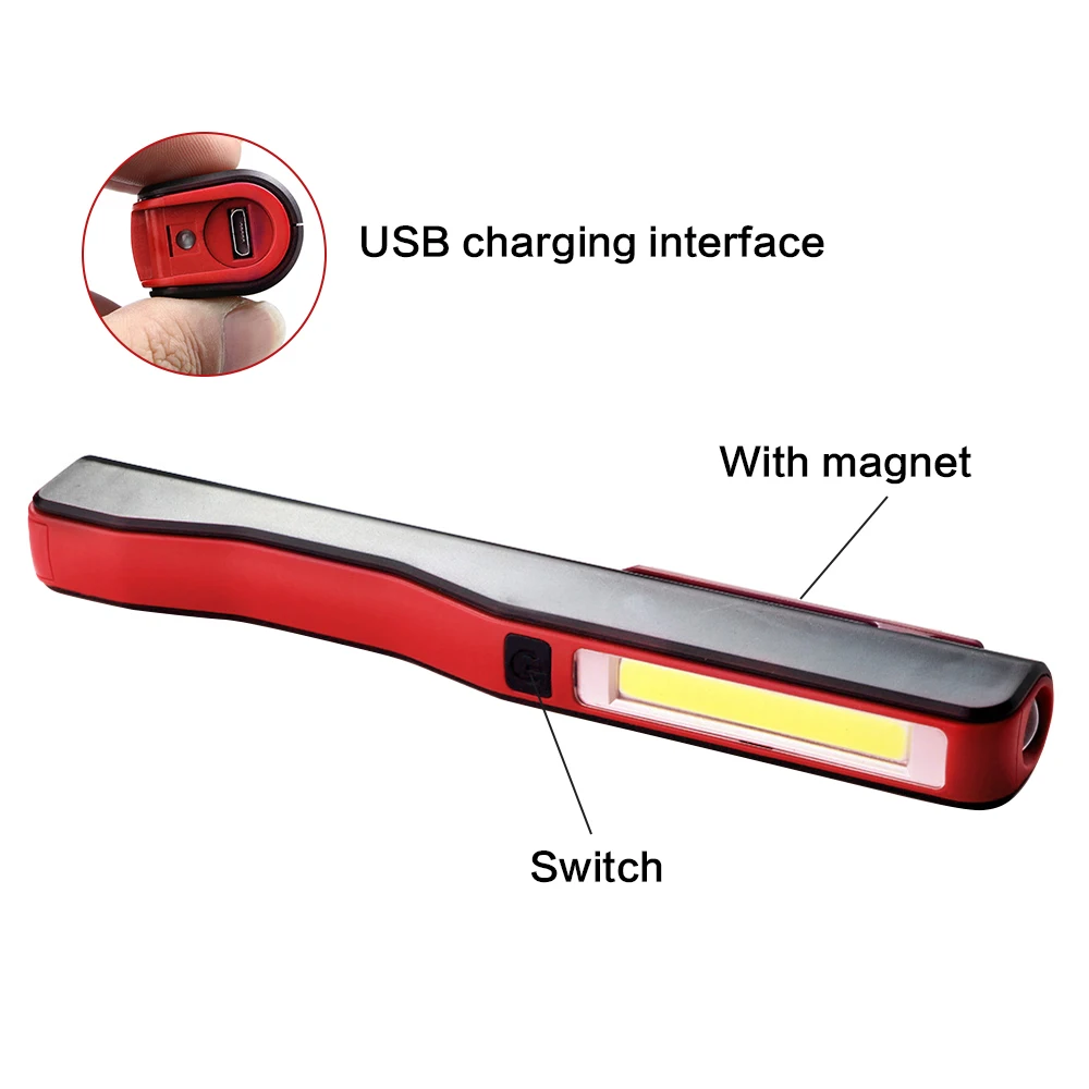 USB перезаряжаемая портативсветодиодный светодиодная вспышка COB магнитная ручка