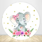 Mocsicka белые круглые фоновые покрытия маленький слон Золотой горошек Новорожденный ребенок крещение круг фон эластичный винил