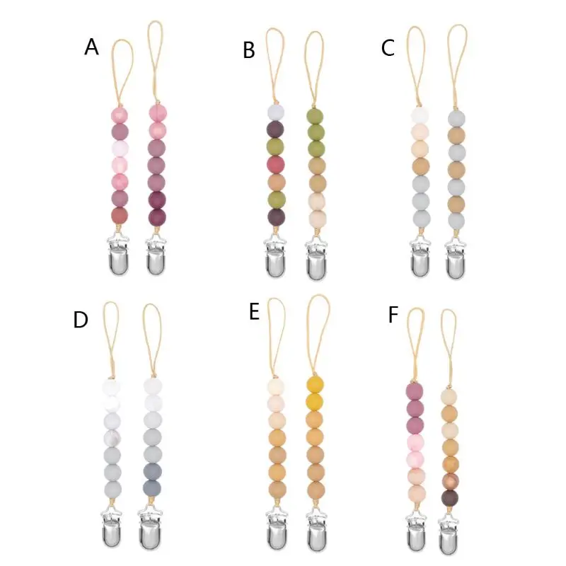 

Зажим для детской соски, цепочки для соски, без бисфенола А, мягкие силиконовые шарики для снятия прорезывания зубов, Набор держателей (2 упа...