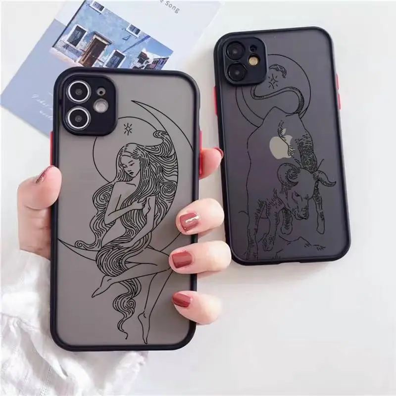 

WQJ Luxury Fashion Zodiac Constellation Phone Case For iPhone 12 Mini 11 Pro XS Max X XR 7 8 Plus Clear Matte Hard Cover
