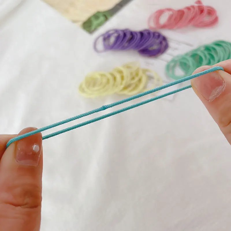 

100pcs/Bag Hair Bands For Children Summer Colorful Rubber Bands For Hair Set Of Hair Band Ponytail Holder Random Color Black
